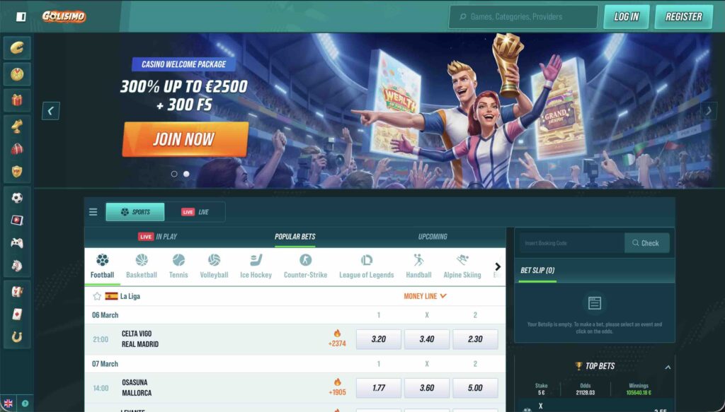Golisimo Casino Front Page