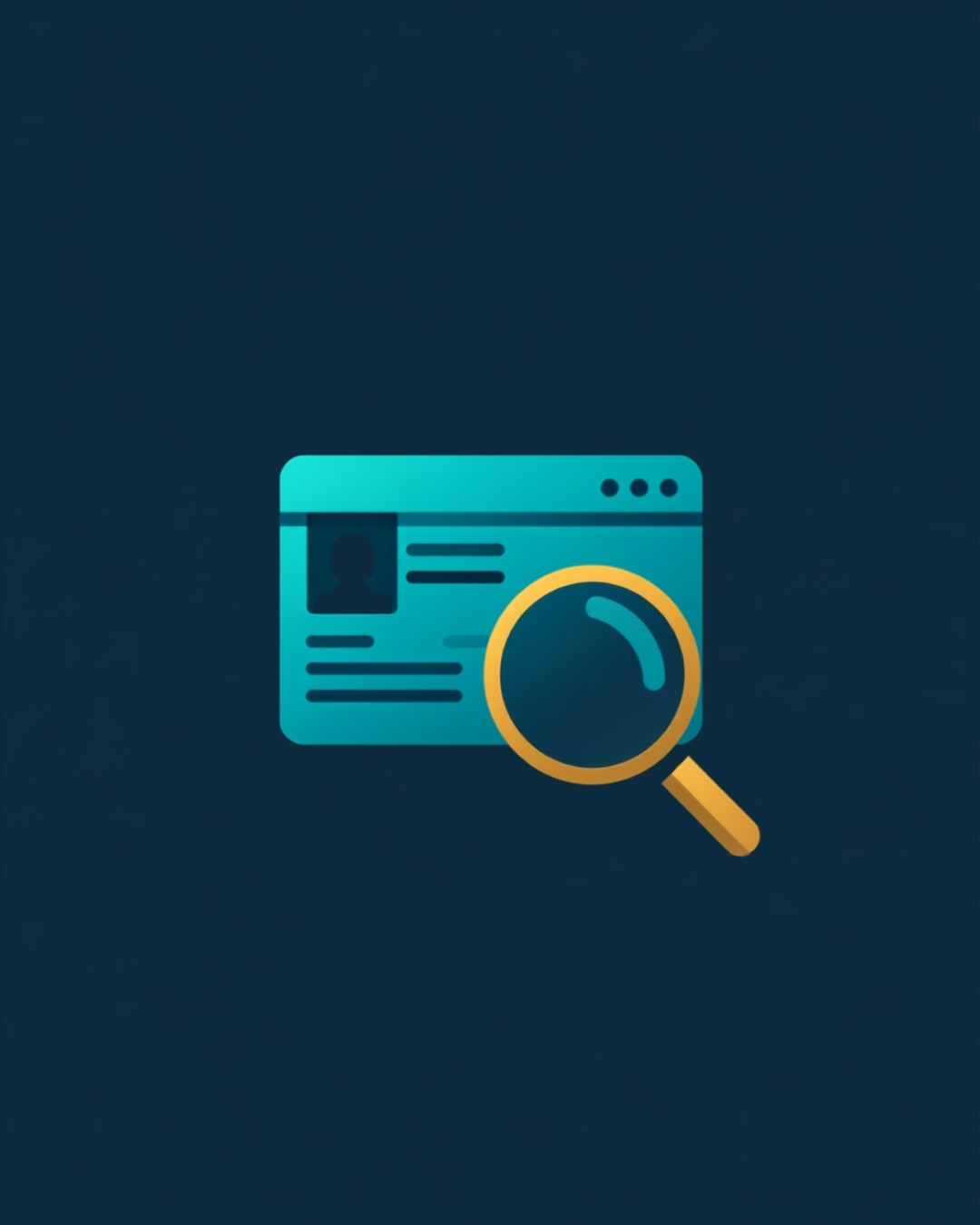 An ID card icon with a magnifying glass over it, representing identity verification checks at crypto casinos
