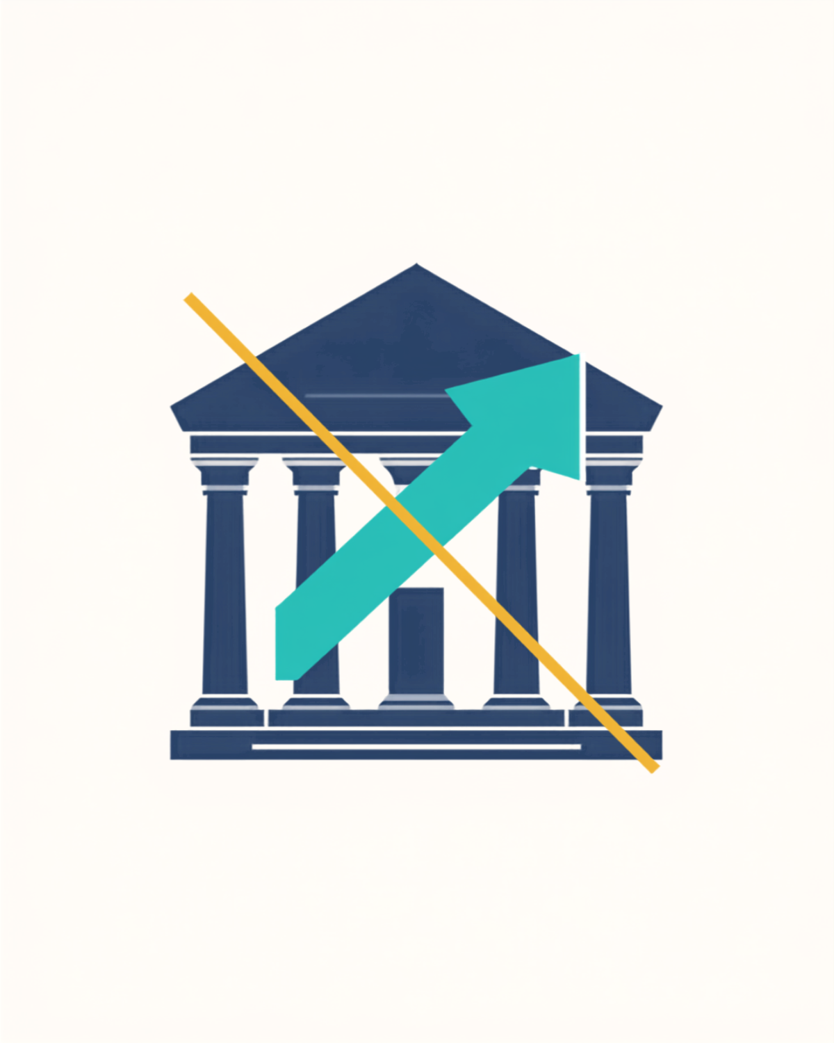 A bank building icon with a blocked payment arrow, representing Norwegian banks blocking transfers to unlicensed gambling operators