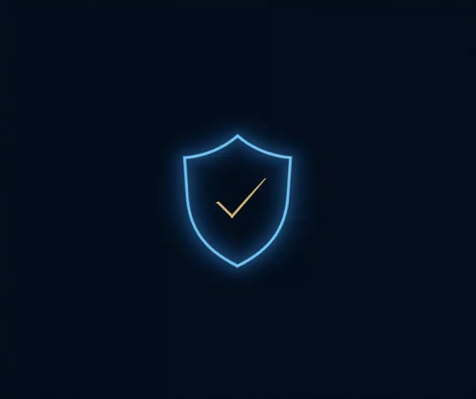 A glowing shield with a checkmark, representing player fund protection under gambling regulation